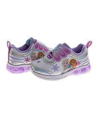 Disney Little Girls Frozen Sneakers Glitter Comfortable Adjustable Strap (Toddler / Kids)