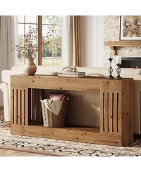 Tribesigns 63-Inch Sofa Table, Solid Wood, Vertical Stripe Legs