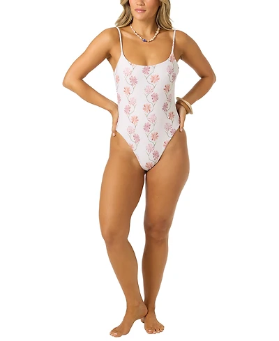 O'Neill Women's Floral Printed Marine Scoop Neck One-Piece Swimsuit