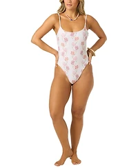 O'Neill Women's Floral Printed Marine Scoop Neck One-Piece Swimsuit