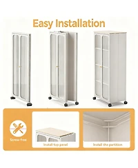 Yigii Tool-Free Assemble Metal Cabinet with Doors, Wheels, and Adjustable Shelves