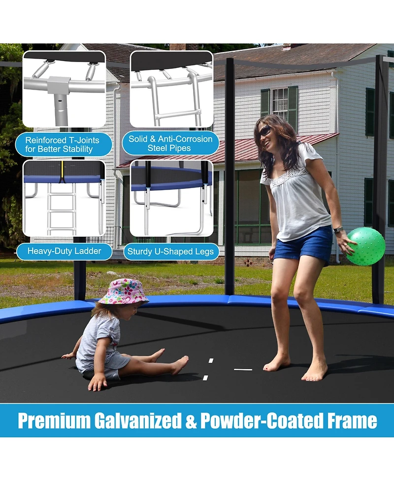 Gymax Outdoor Trampoline Bounce Combo W/Safety Closure Net Ladder