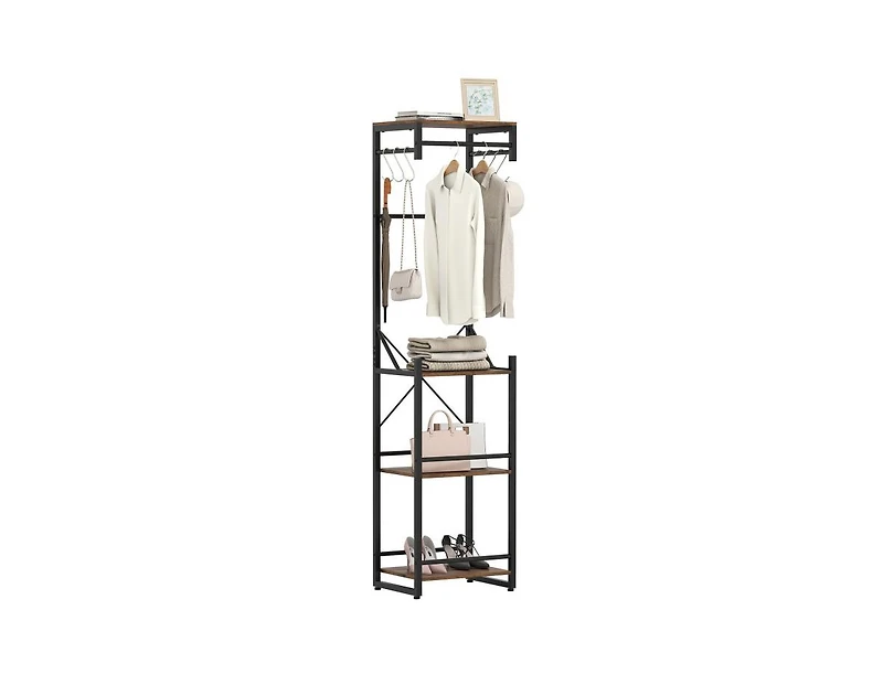 Slickblue Freestanding Coat Rack with 6 Hooks and 4 Storage Shelves