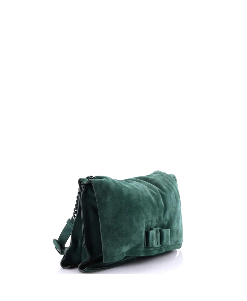 Pre-Owned Salvatore Ferragamo Medium Viva Bow Flap Bag Suede