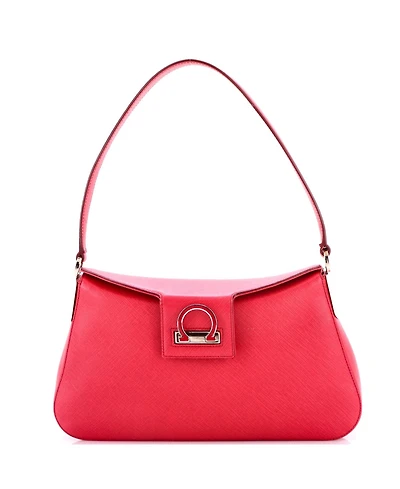 Pre-Owned Salvatore Ferragamo East West Trifolio Shoulder Bag Leather