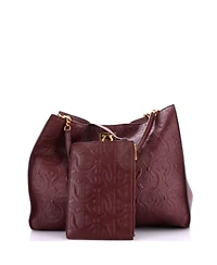 Pre-Owned Salvatore Ferragamo Large Trifolio Tote Gancini Embossed Leather