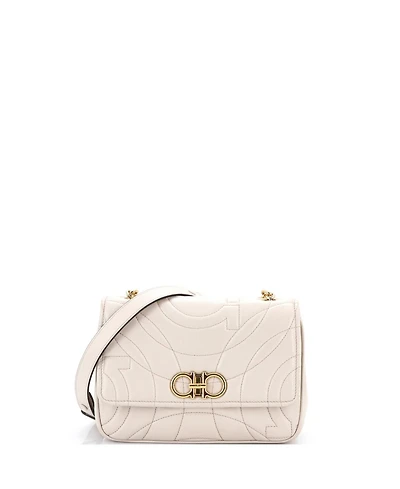 Pre-Owned Salvatore Ferragamo Small Gancini Turnlock Flap Bag Gancini Quilted Leather