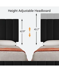 gaomon Linen Upholstered Platform Bed Frame 4 Storage Drawers Adjustable Headboard No Box Spring Wooden Slats Support