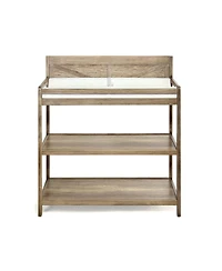 Flynama Modern Changing Table Vintage Chestnut Finish with Two Shelves and 4 Side Safety Rails Jpma Certified
