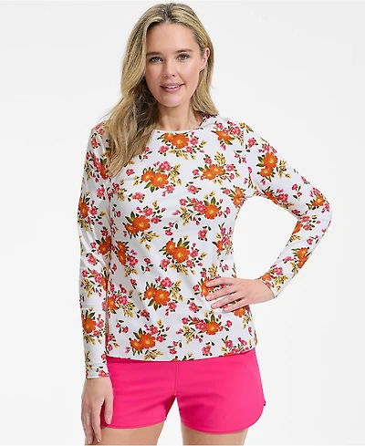 Lands' End Plus Size SunShade Upf 50 Long Sleeve Rash Guard Swim Tee