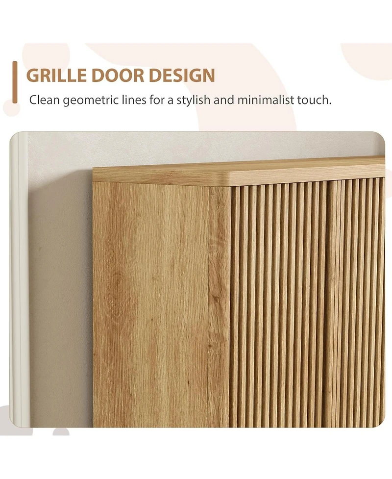 Gaomon 46-Inch Wooden Shoe Cabinet with Adjustable Shelves, Fluted-Door Large Shoe Storage Organizer, Holds 30–35 Pairs