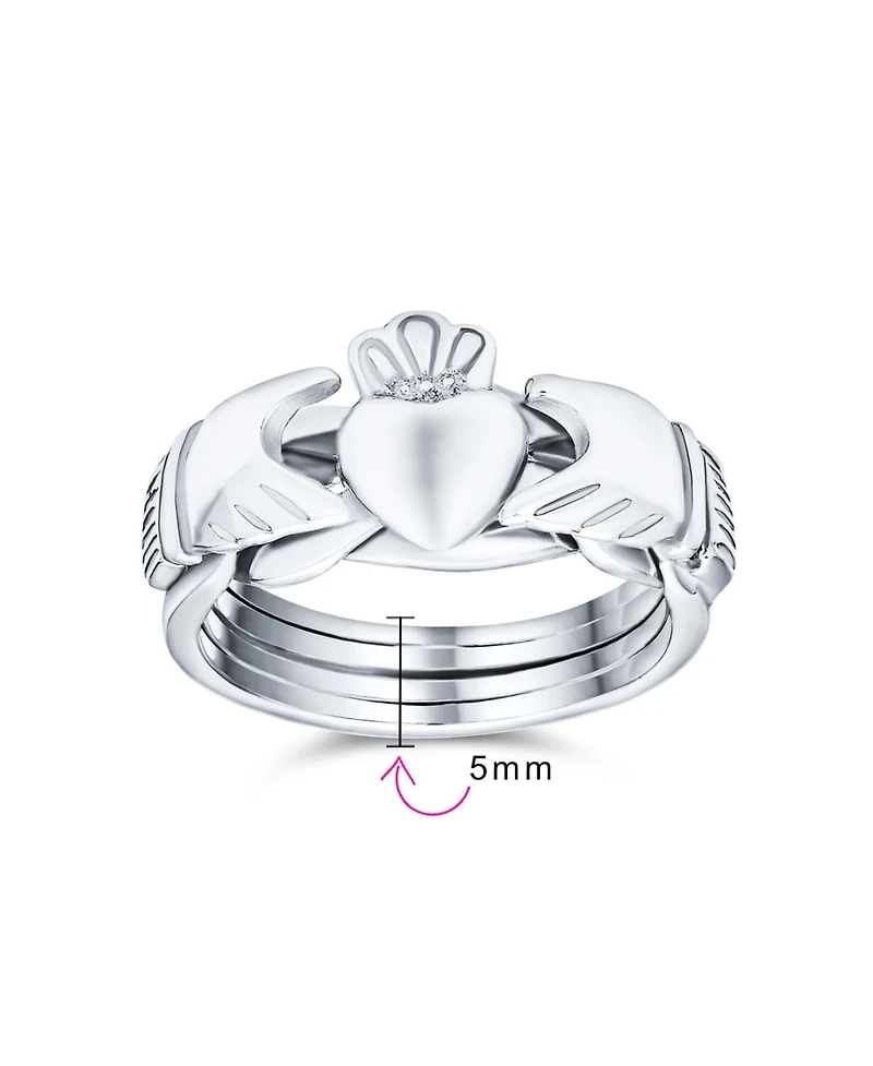 Bling Jewelry Celtic Hands Crown Heart Friendship Claddagh Puzzle Ring .925