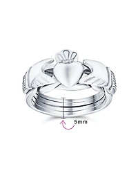 Bling Jewelry Celtic Hands Crown Heart Friendship Claddagh Puzzle Ring .925