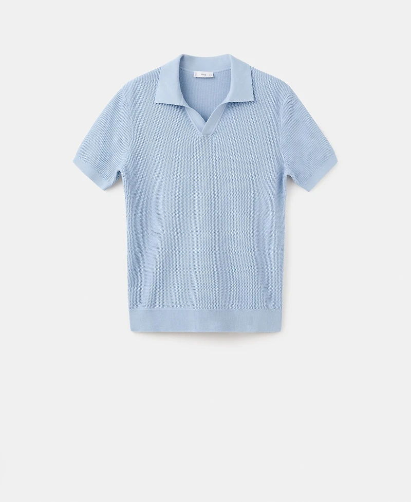 Mango Men's Cotton Knitted Structure Polo Shirt