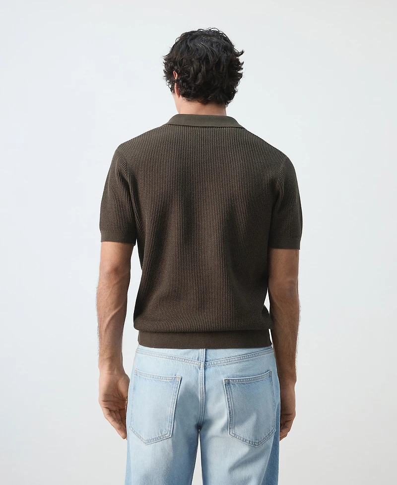 Mango Men's Cotton Knitted Structure Polo Shirt