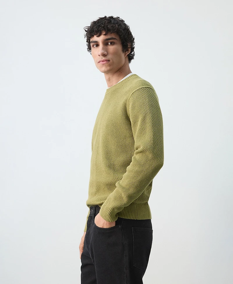 Mango Men's Medium-Knit Microstructure Sweater