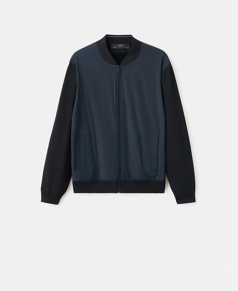 Mango Men's Combined Knit Bomber Jacket