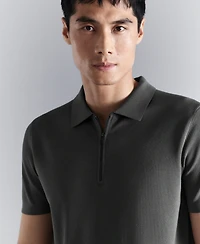 Mango Men's Comfort Stretch Zip Polo Shirt