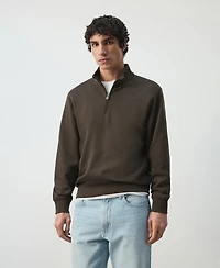 Mango Men's Cotton Zip-Neck Sweatshirt