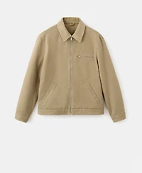 Mango Men's Corduroy Collar Denim Jacket
