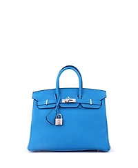 Pre-Owned HERMES Birkin 25 Handbag Blue Togo with Palladium Hardware