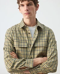Mango Men's Plaid Print Button Jacket