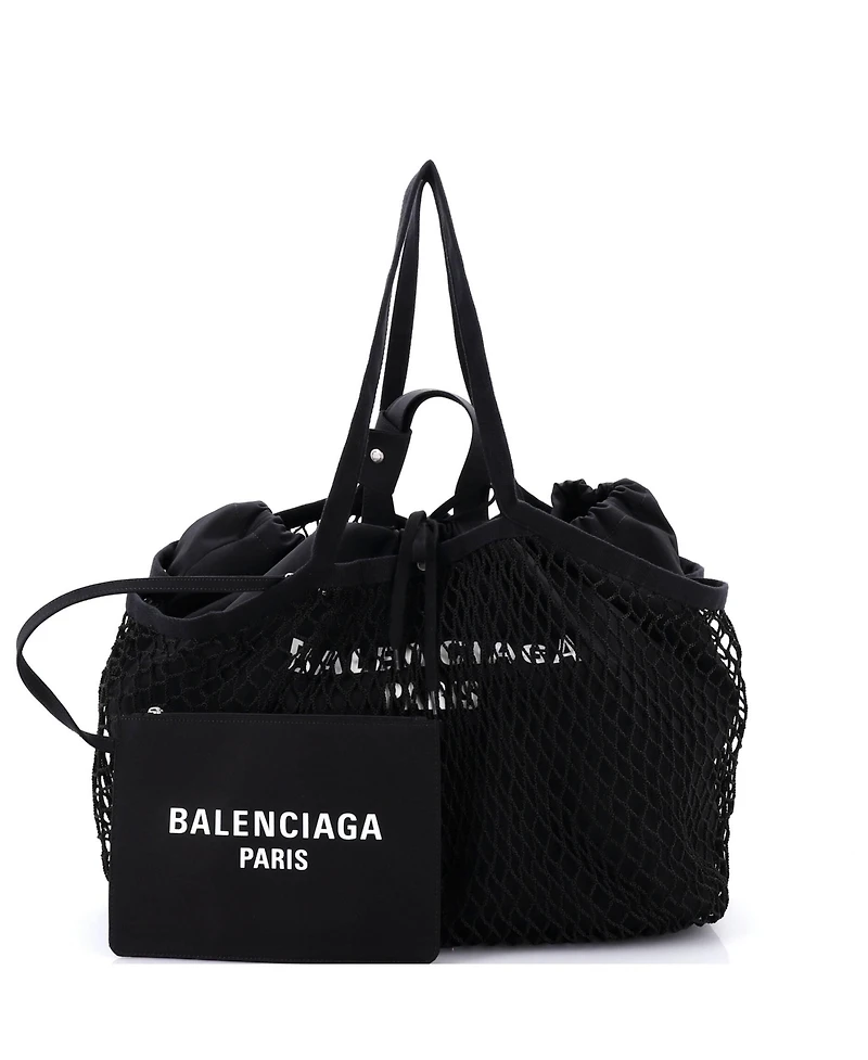 Pre-Owned Balenciaga Medium 24/7 Drawstring Tote Mesh and Canvas