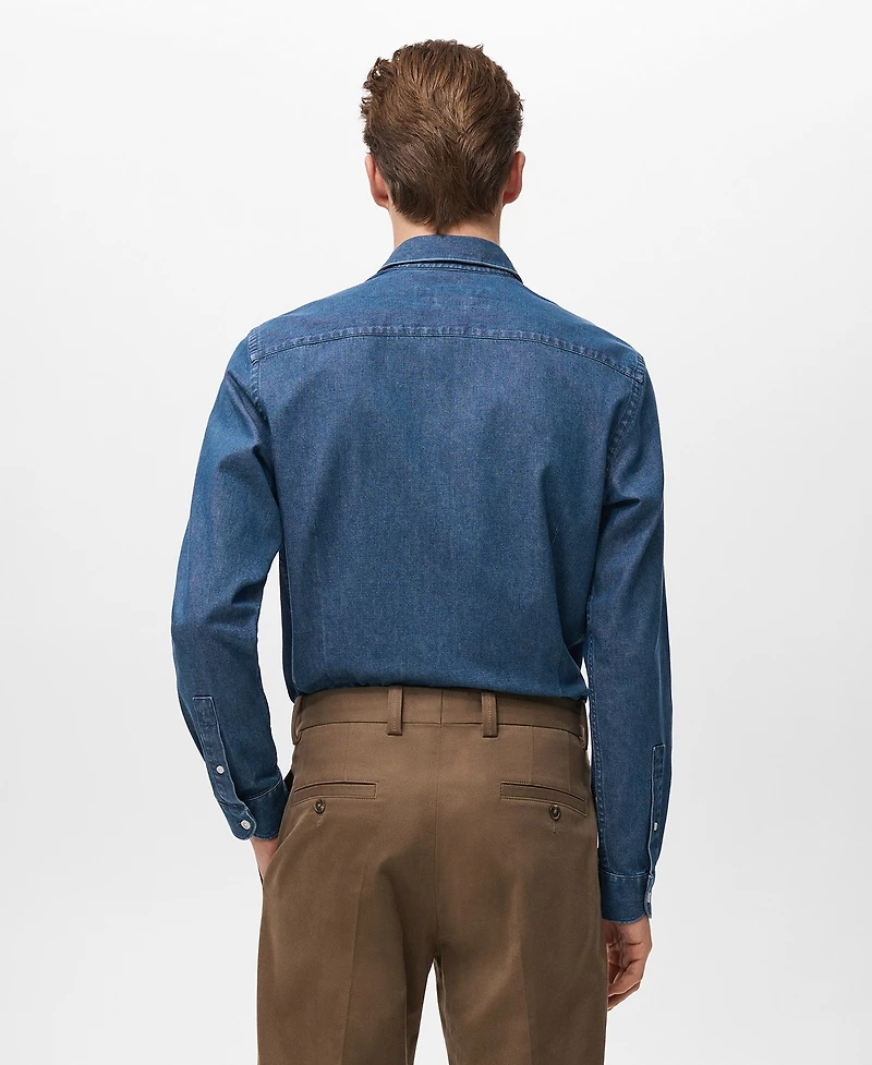 Mango Men's Cotton Denim Shirt