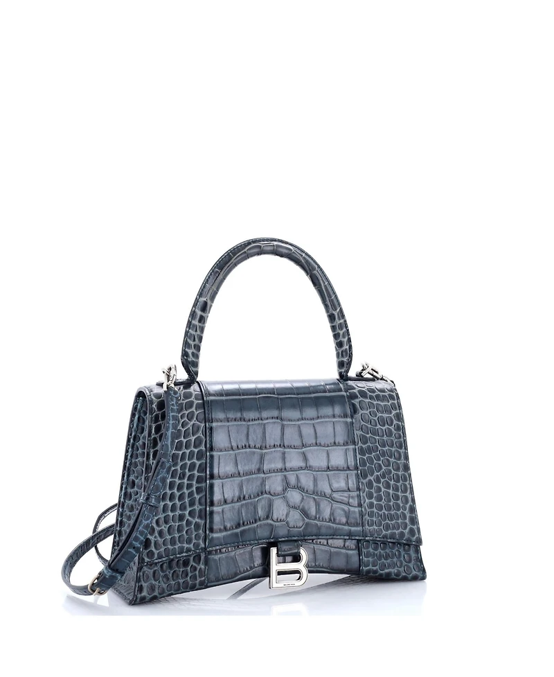 Pre-Owned Balenciaga Medium Hourglass Top Handle Bag Embossed Leather