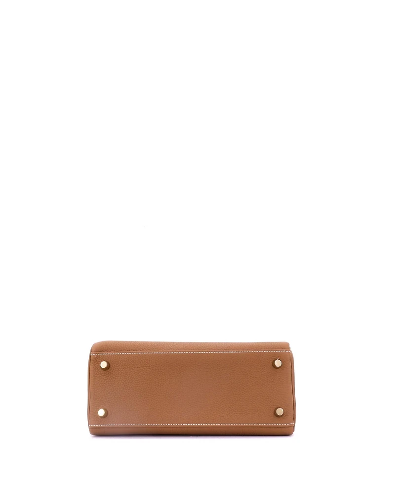 Pre-Owned HERMES Kelly Handbag Brown Togo with Gold Hardware