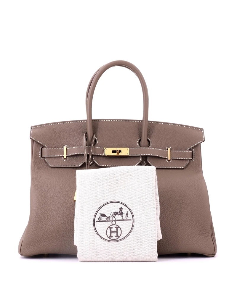 Pre-Owned HERMES Birkin 35 Handbag Grey Togo with Gold Hardware