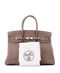 Pre-Owned HERMES Birkin 35 Handbag Grey Togo with Gold Hardware