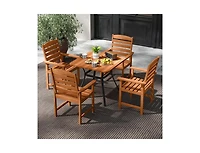 Slickblue Solid Wood Outdoor Dining Chairs with Slatted Design