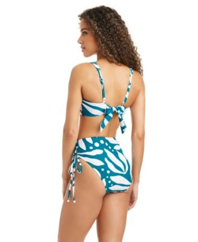 Bar Iii Womens Catch The Wave Lace Up Front Bikini Top High Waist Bottoms
