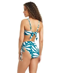 Bar Iii Womens Catch The Wave Lace Up Front Bikini Top High Waist Bottoms