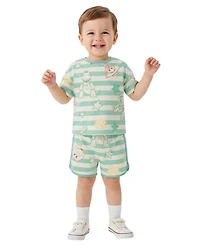 Toy Story Boys' 2T-5T Short-Sleeve T-Shirt and Stripe Shorts, 2-Piece Set