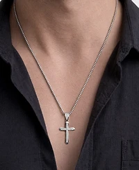 Macy's Men's Diamond Cross Pendant Necklace (1/4 ct. t.w.) in Sterling Silver