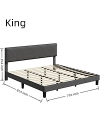 gaomon Noise-Free Upholstered Bed Frame Platform with Diamond Stitched Padded Headboard, Wooden Slats, Sturdy Mdf, Easy Assembly
