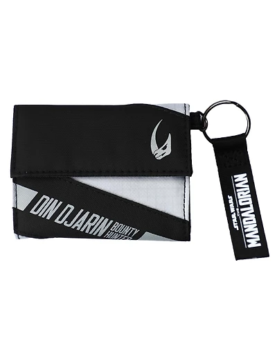 Star Wars: The Mandalorian Men's Din Djarin The Mandalorian Tri-fold Wallet with Keychain Clip