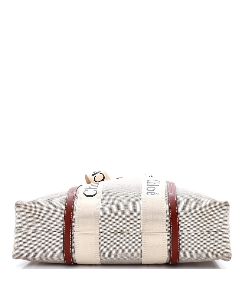 Pre-Owned Chloe Large Woody Tote Canvas with Leather