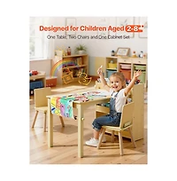 Slickblue Kids Art Table and Chair Set with 3-Tier Storage Cabinet