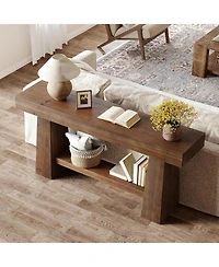 Tribesigns Solid Wood Console Table, 63-Inch EntrywayTable with Storage, Long Wooden Sofa Table Behind Couch for Entryway, Hallway, Foyer, Living Room