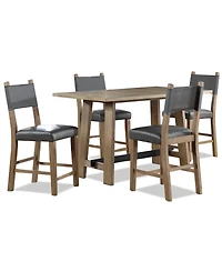 Macai 5-Pc. Wood Dining Set (Counter Height Table + 4 Counter Height Chairs)