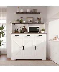 gaomon Sideboard Buffet Cabinet Open Rack Door and Drawer Microwave Stand for Kitchen