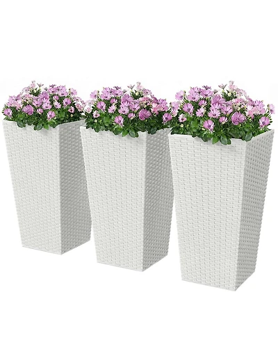 Outsunny Set of 3 Tall Planters, Indoor and Outdoor Flower Pot Set