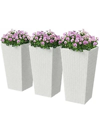 Outsunny Set of 3 Tall Planters, Indoor and Outdoor Flower Pot Set