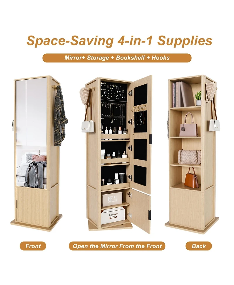 Rainsken 360° Rotating Makeup & Jewelry Storage Cabinet
