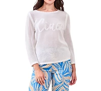 Tribal Women's Open-Stitch Embroidered Crew Neck Sweater
