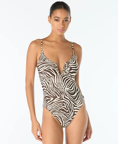 Vince Camuto Women's V-Neck Printed One-Piece Swimsuit