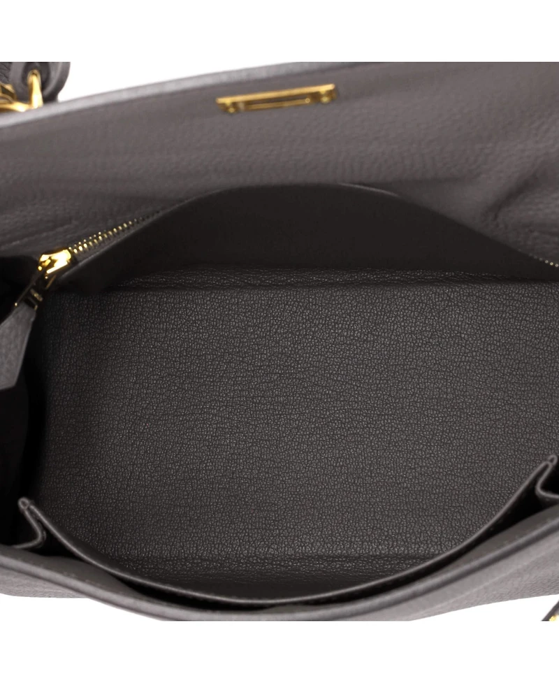 Pre-Owned HERMES Kelly 25 Handbag Grey Togo with Gold Hardware